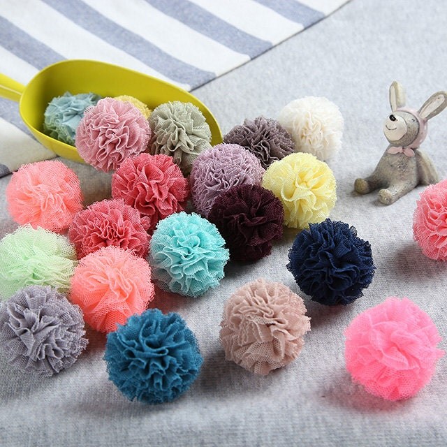 1.3 Mini Tulle Pompoms in your choice of colors Tulle