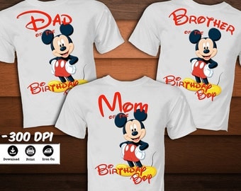 SET Mickey Mouse Birthday Shirt for Family-Mickey Mouse Iron on Transfer T-Shirt-Mickey mouse decoration party -DIGITAL DOWNLOAD
