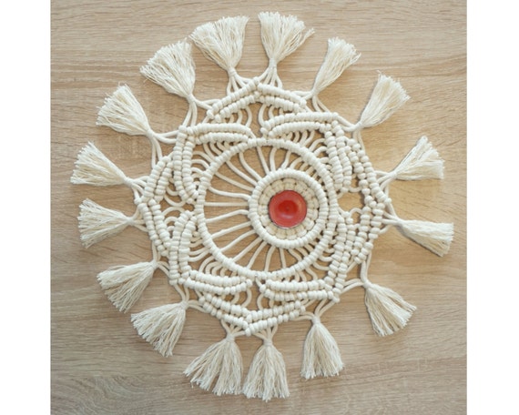Mandala Macrame Centerpiece, Wedding Tea Light Holder, Boho Home Decor, Candle Holder, Table Decor, Family Home Decor Gift