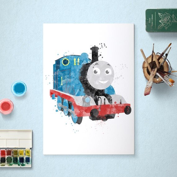 Thomas the Tank Engine, Poster, Watercolour Art, Printable Instant Download Il_570xn