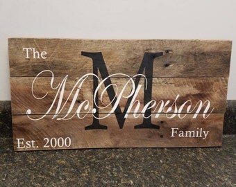 Personalized Wood Sign, Custom Name Wood Sign,Last Name Sign, Wedding Gift Sign, Established Date Family Sign, Anniversary Gift, Rustic