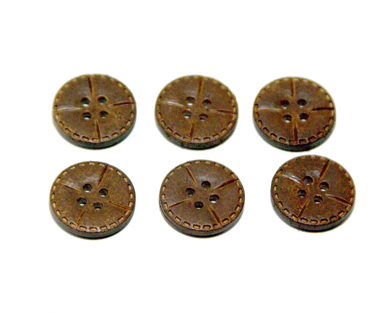 Vintage Button BROWN LEATHER BUTTONS 18mm Round