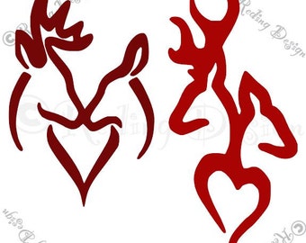 Buck and Doe Heart SVG