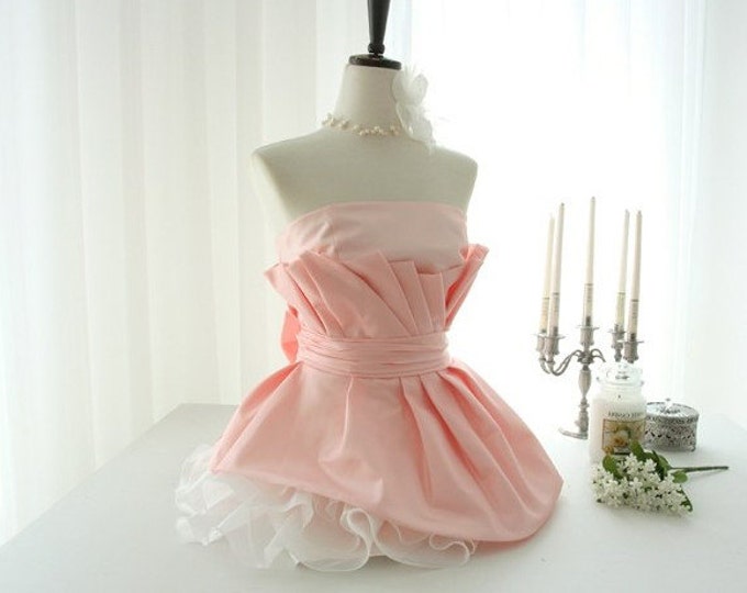 Mother Daughter matching dress Pink Mommy and Me strapless A-Line dress Mom Baby Dress with bow Dress for Wedding Ball Bridesmaid dress