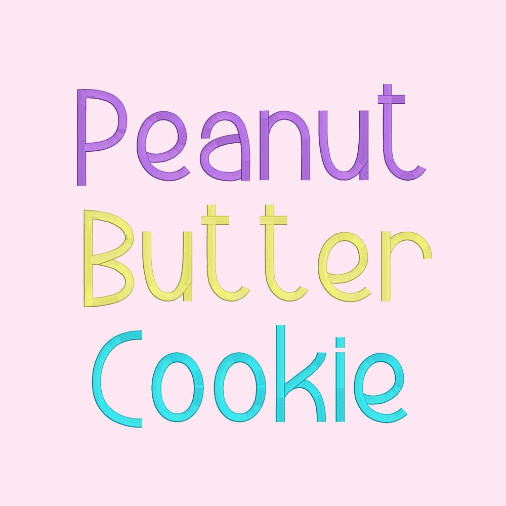 5 Size Peanut Butter Cookies Font Embroidery Fonts BX Instant