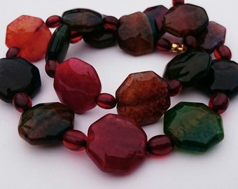Multicolor agate stone necklace