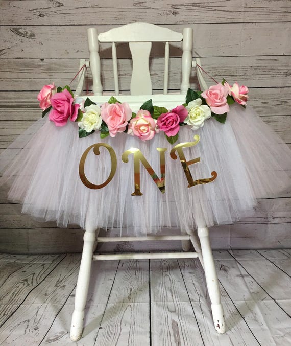 High Chair Tutu High Chair Skirt White and Light Pink