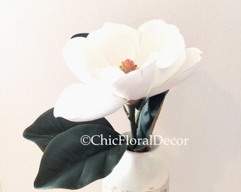 Faux White Magnolia Spray