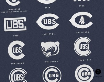 Chicago Cubs World Series Print - 8"x10" - Fan Art - Cubs Logos | Chicago Cubs Print | Foiled Sports Print | Baseball Print | Cubs Wall Art