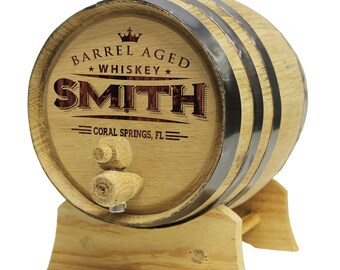 Personalized Whiskey Barrel - Oak Barrel - Groomsmen Gift Father's Day Gift - Engraved Whiskey Barrel - Wine Barrel Mini Barrel- Wood Barrel