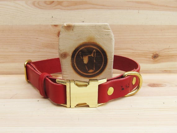 Dog Collar in Red Leather - Adjustable and Comfortable Dog Collar - Small and Medium Dog Collar - Handmade Dog Collar - YupCollars