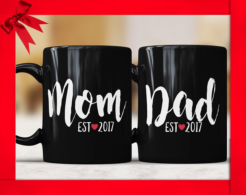 New Parents Mug Set Mom Dad est 2017 Gift For New Mom New