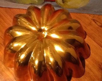 Vintage Retro C 1960's Copper Anodized Fluted Jelly Mold/ Mould /Pate Gelatin Kitchenalia Collectable