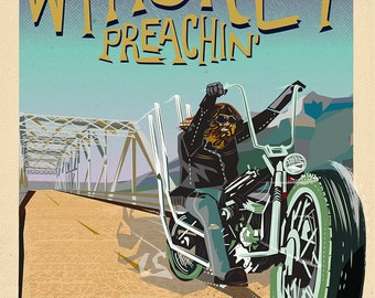 Easyrider Americana Whiskey Preachin' A2 poster on Heavyweight paper