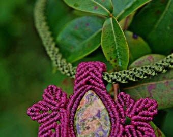 Macrame elfic nature necklace with Unakite