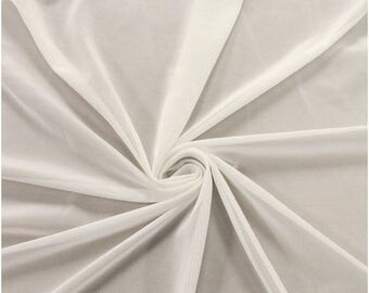 Off White Nylon Power Mesh Fabric by the Yard, Soft Sheer Drape Mesh Fabric, Stretch Mesh Fabric 60" Wide Available In Different Colors