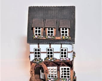 Ceramic houses.Ceramic candle holder house .Vintage Ceramic House.Houses of different countries .Miniature house.