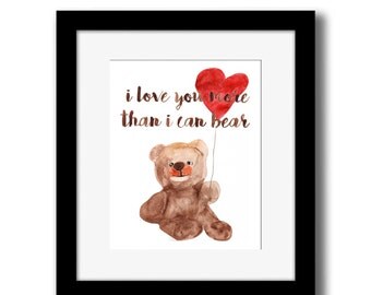 Teddy bear art print | Etsy