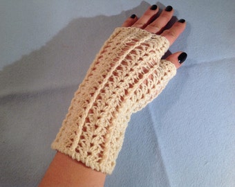 Crochet fingerless gloves made