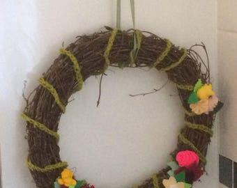 Felt flower spring wreath