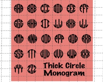 Circle Monogram SVG - Thick Circle Monogram SVG - Circle Font - SVG File - Studio File