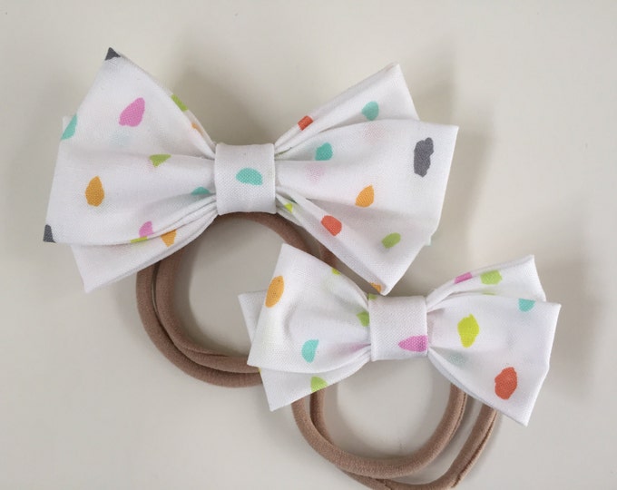 Confetti fabric hair bow or bow tie