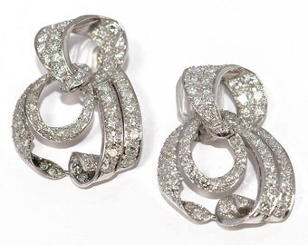 Earrings Platinum and diamond 6.6 cts 1930 Art deco