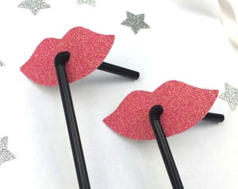 Glittery Lip Straws - Hen Party Straws - Classy Hen Party Straws - Pack of 10 - Glittery Light Pink