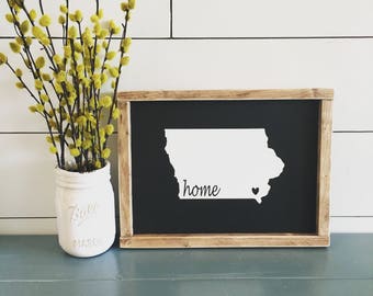 Iowa Sign, Farmhouse Decor, Sign, Wood, Handmade