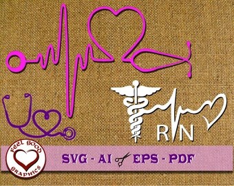Nurse Svg, Nurse Monogram, SVG Files, Cricut SVG, Silhouette SVG, Nurse heartbeat SvG