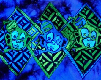 Shirt of Tuxedo apes batik S UV blacklight blacklight Goa psy monkeys Paffen