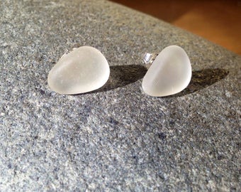 Clear sea glass earings