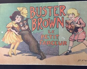 Vintage French Comic, Old Buster Brown Comic, Old Children's Book, Buster Brown Books, French Children's Comics, Collectible French Comics