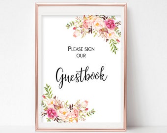 Please Sign Our Guestbook Sign Wedding Guestbook Printable