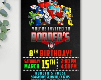 Rescue Bots Invitation, Rescue Bots Birthday Invitation, Rescue Bots Party, Tranformers Rescue Bots, Rescue Bots Birthday, Rescue Printable
