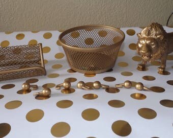 Mini Rose Gold Desk Set | Gold Office Supplies | Business Card Holder | Gold Push Pins | Glam Office | Gifts For Women