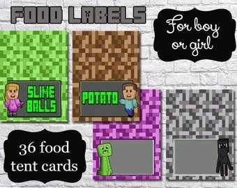SUPER SALE!!! Mine Themed Birthday Party Printable Personalized Food Labels