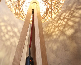 Oak 3 legged Floor Lamp