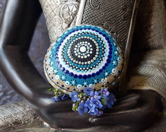 Gift idea, summer garden decoration trend, mandala stone, home decoration