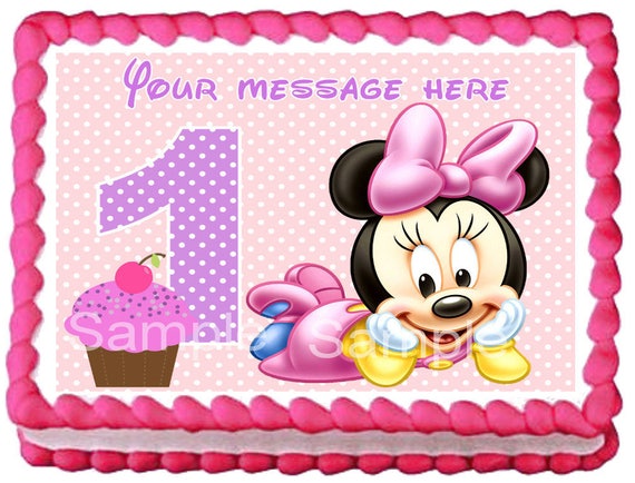 BABY MINNIE MOUSE Edible Cake Topper 1st Year Party