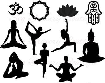 yoga pose silhouette etsy