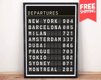 Travel Art Print, Train Board Print, Departures Art Print, Quote Flip Board, Board Print, Custom Airport board, Customized flight board