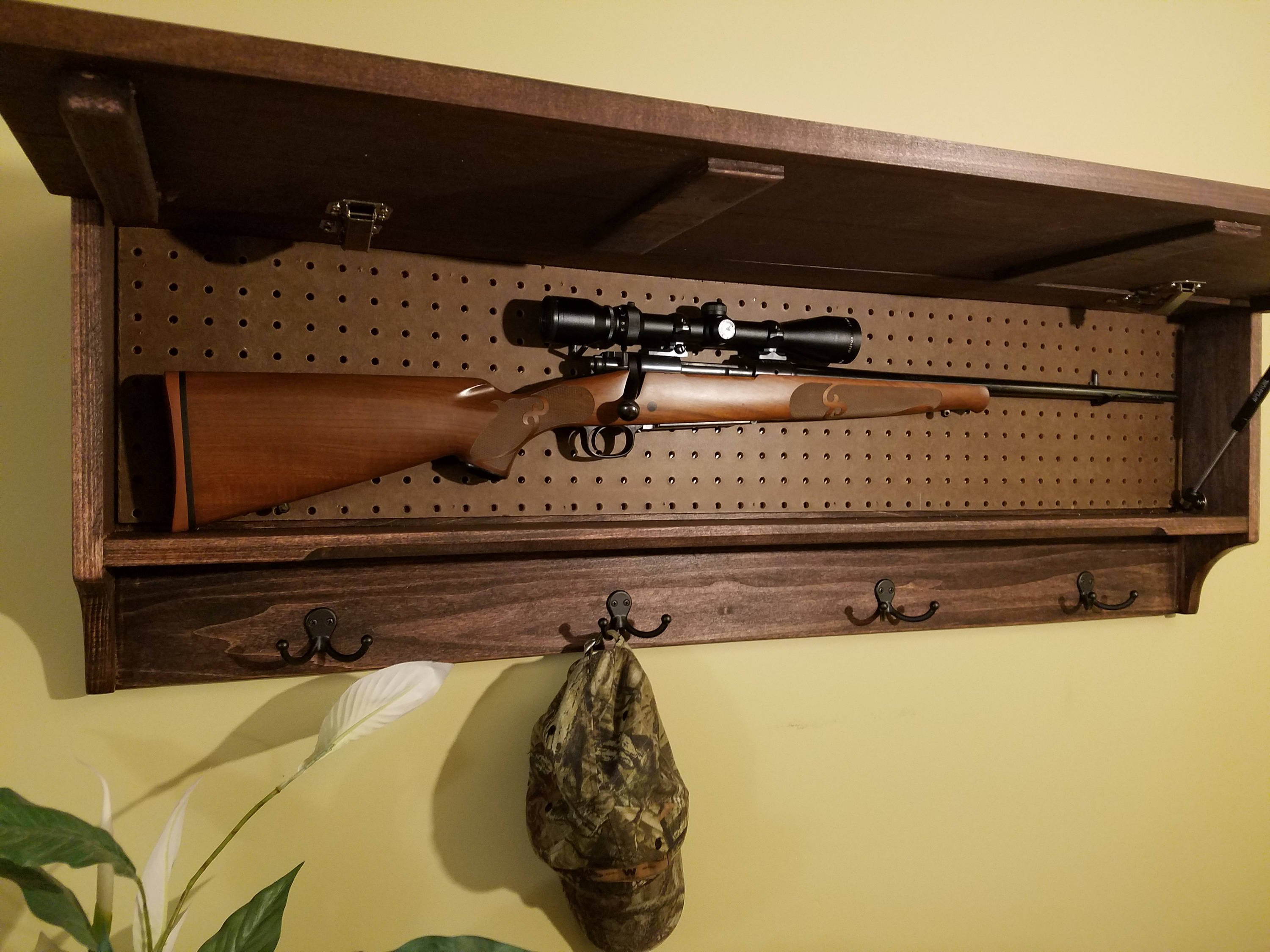 Free Shipping Coat hat rack with secret hidden gun pistol storage