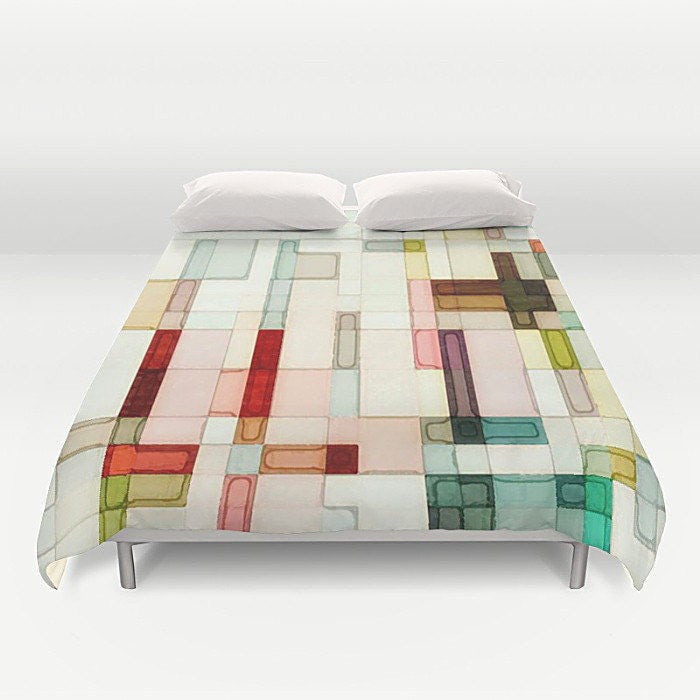 Duvet Cover Pink Duvet Cover Geometric Bedding Queen King Full Art Abstract Watercolor