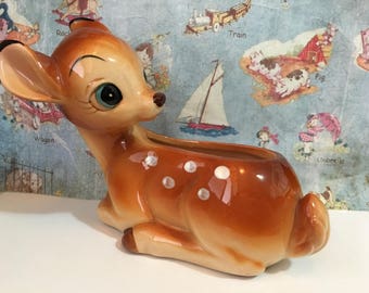 FREE WORLDWIDE SHIPPING Very Rare Vintage Bambi Deer Planter Enesco Collectible Walt Disney Antiques