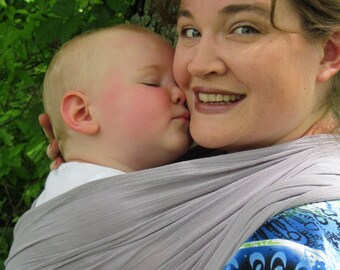 Cotton Gauze Baby Wrap Carrier, Dove Gray, Silver, DVD included - FWCC, baby carrier, baby shower gift, newborn, summer, lightweight cotton