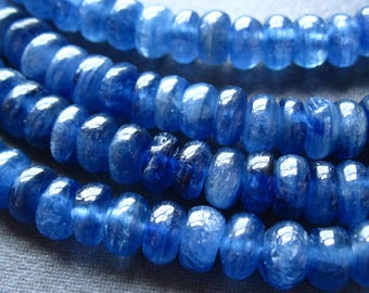 Kyanite Beads genuine blue smooth polished stone rondelles 12 - semiprecious gemstones - 6mm X 3mm