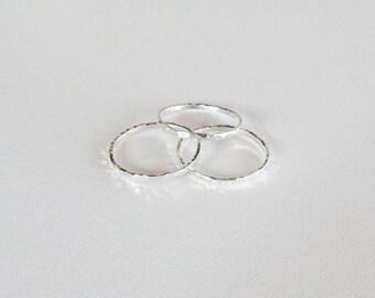 Three sterling silver hammered stacking rings,1.3mm 16 gauge 925 sterling silver ring stacking, silver stacking ring, stackable