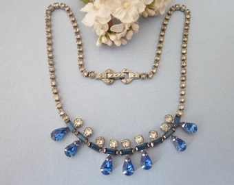 Vintage Rhinestone Necklace something blue
