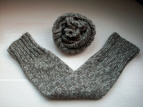Leg warmers, luxury, super soft, unisex, longer, chunky, wool alpaca mix, warm, classic grey marl by SpinningStreak